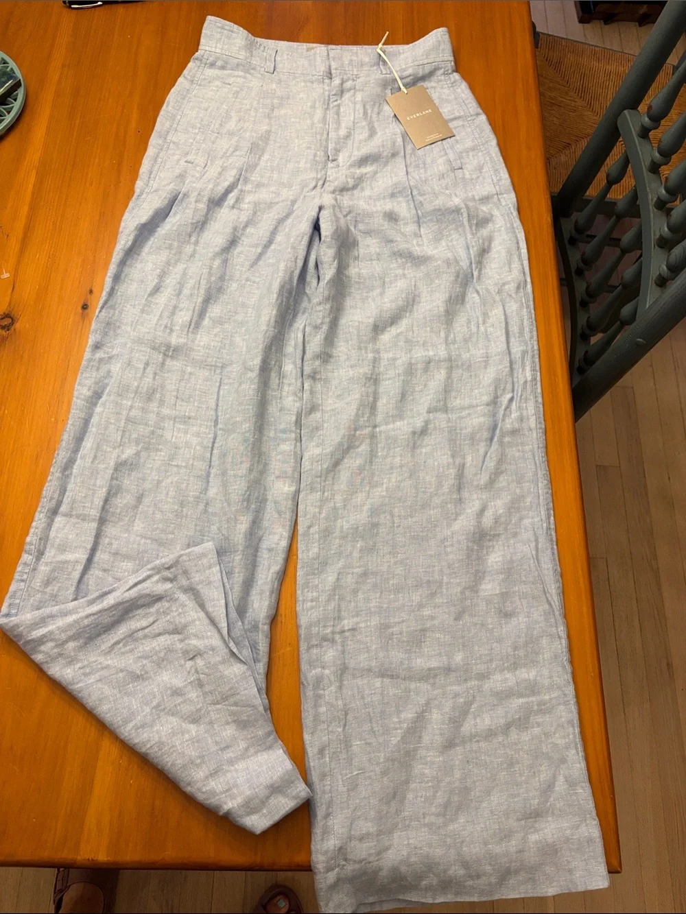 NWT Everlane Light Blue Linen Wide-Leg Trousers
